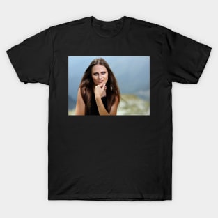 Beautiful woman in a mountain landscape T-Shirt